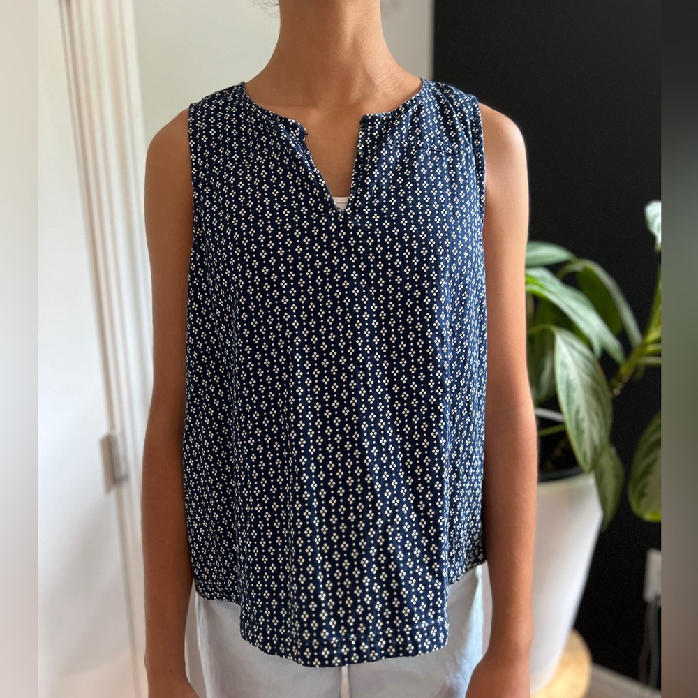Madewell Denim Sleeveless Daisy Printed Shirt